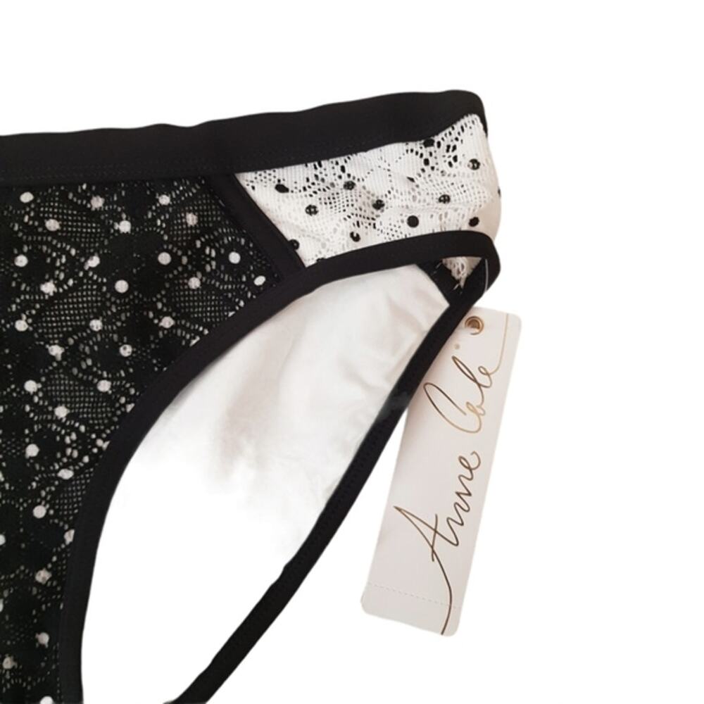 NWT Anne Cole White Black Crochet Lace Print Bikini Bottoms XS - Picture 6 of 10